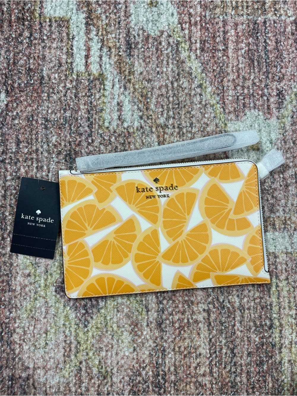 Kate Spade Staci Orange Slice Zipper Wristlet Clutch NWT